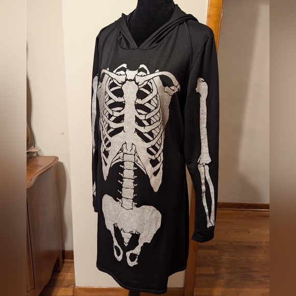 Spirit Dresses & Skirts - Spirit glitter skeleton Halloween hooded tunic dress